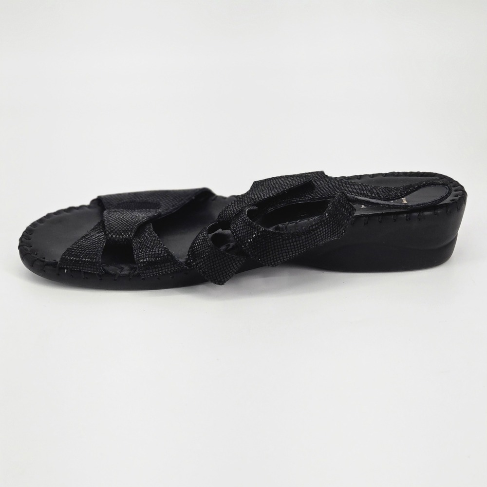 La Plume Becka Black Metallic Snakeskin Leather Orthotic Slingback Sandals 41 10 - Picture 7 of 11